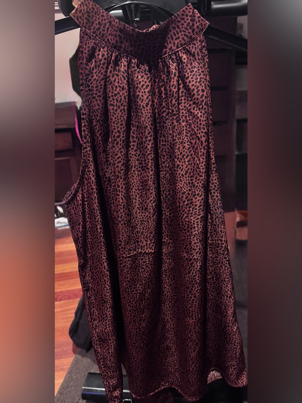 Liverpool Sleeveless Leopard-Print Halter Top - Brown/Black